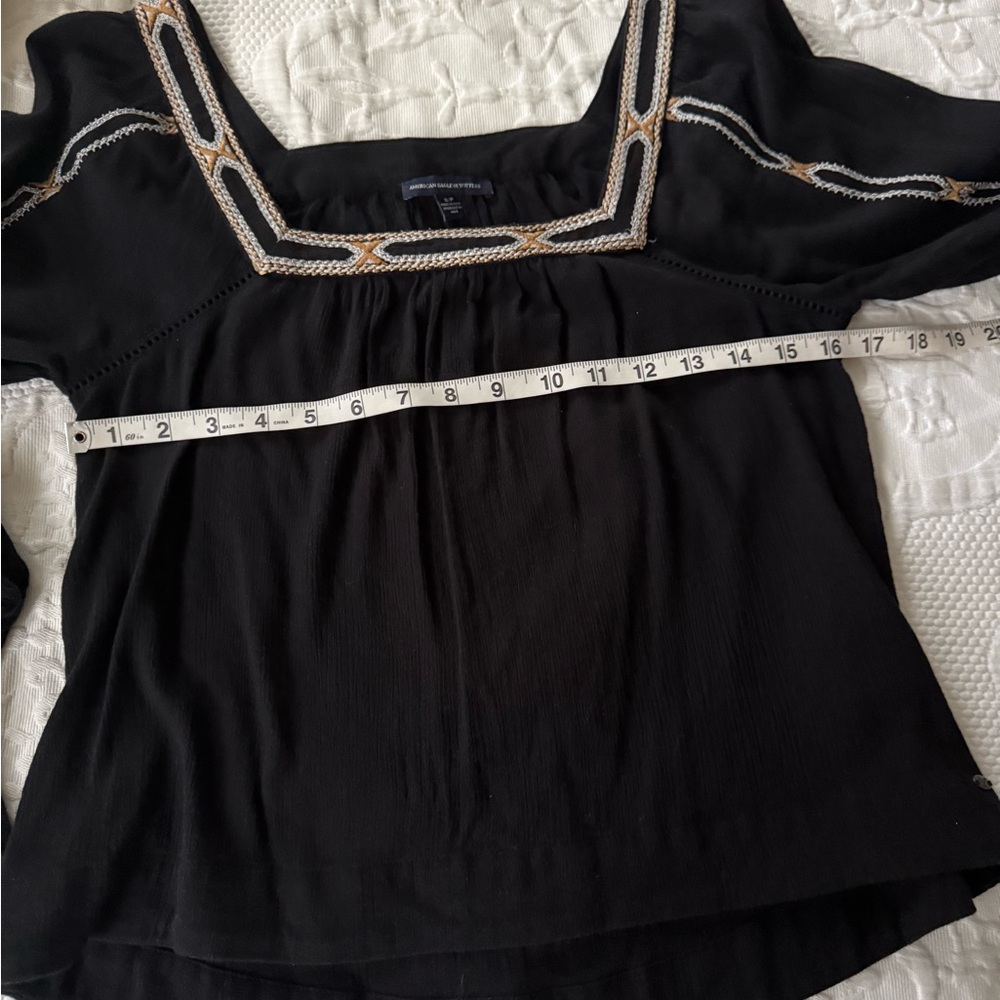 American Eagle Embroidered Square Neck Boho Top - Picture 5 of 6